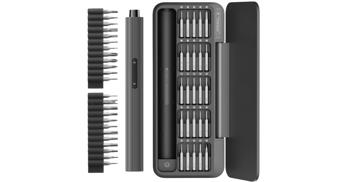 HOTO 25+24 Extra S2 Steel Bits Electric Precision Screwdriver Set, Magnetic Storage, Max. 3 N.M, 170 RPM, USB-C Rechargeable, Mini Electric Screwdriver for Phone, Laptop, Camera Repair
