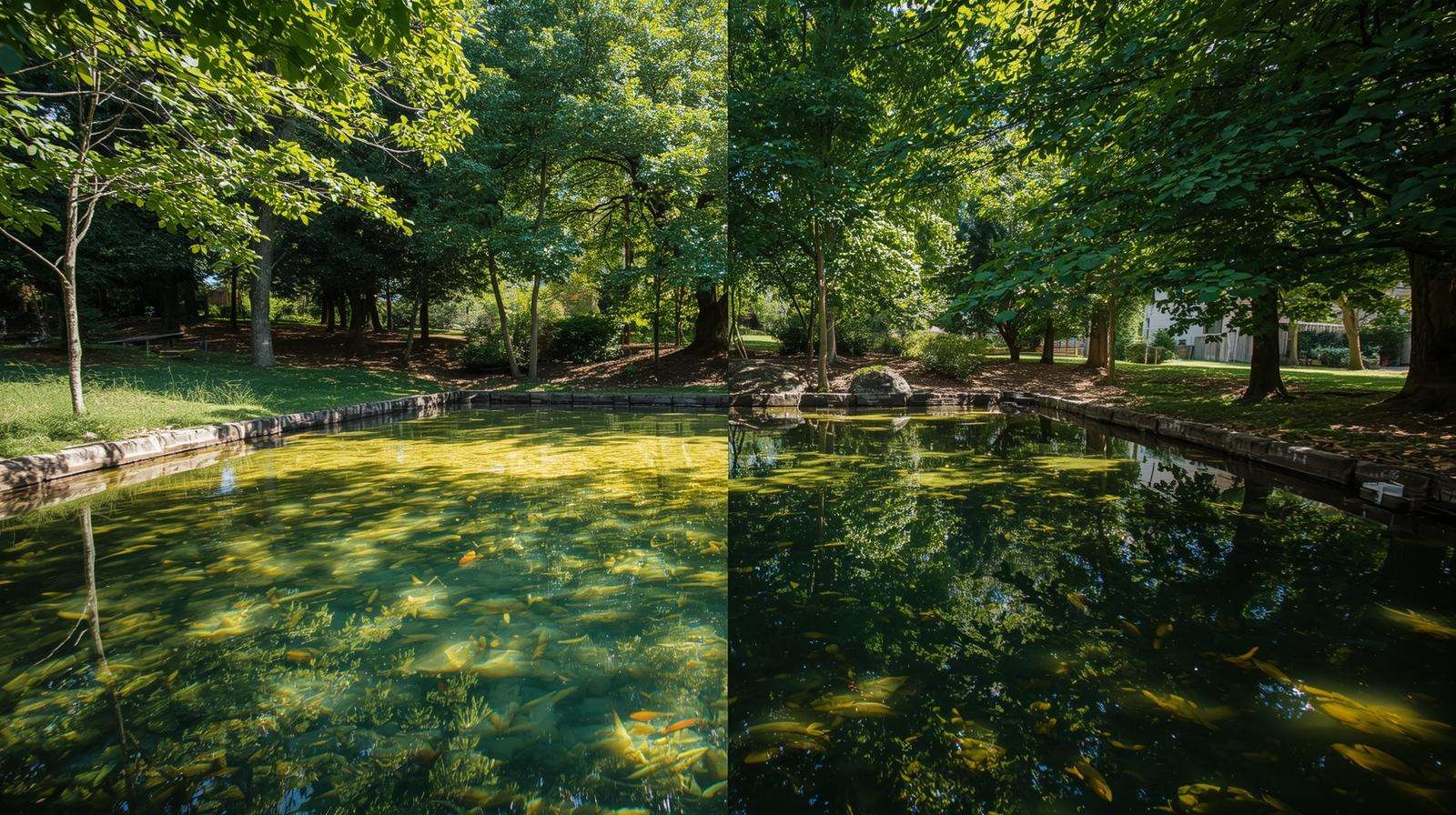 Comparison of shallow sun-exposed pond and deeper shaded pond in backyard aquaculture