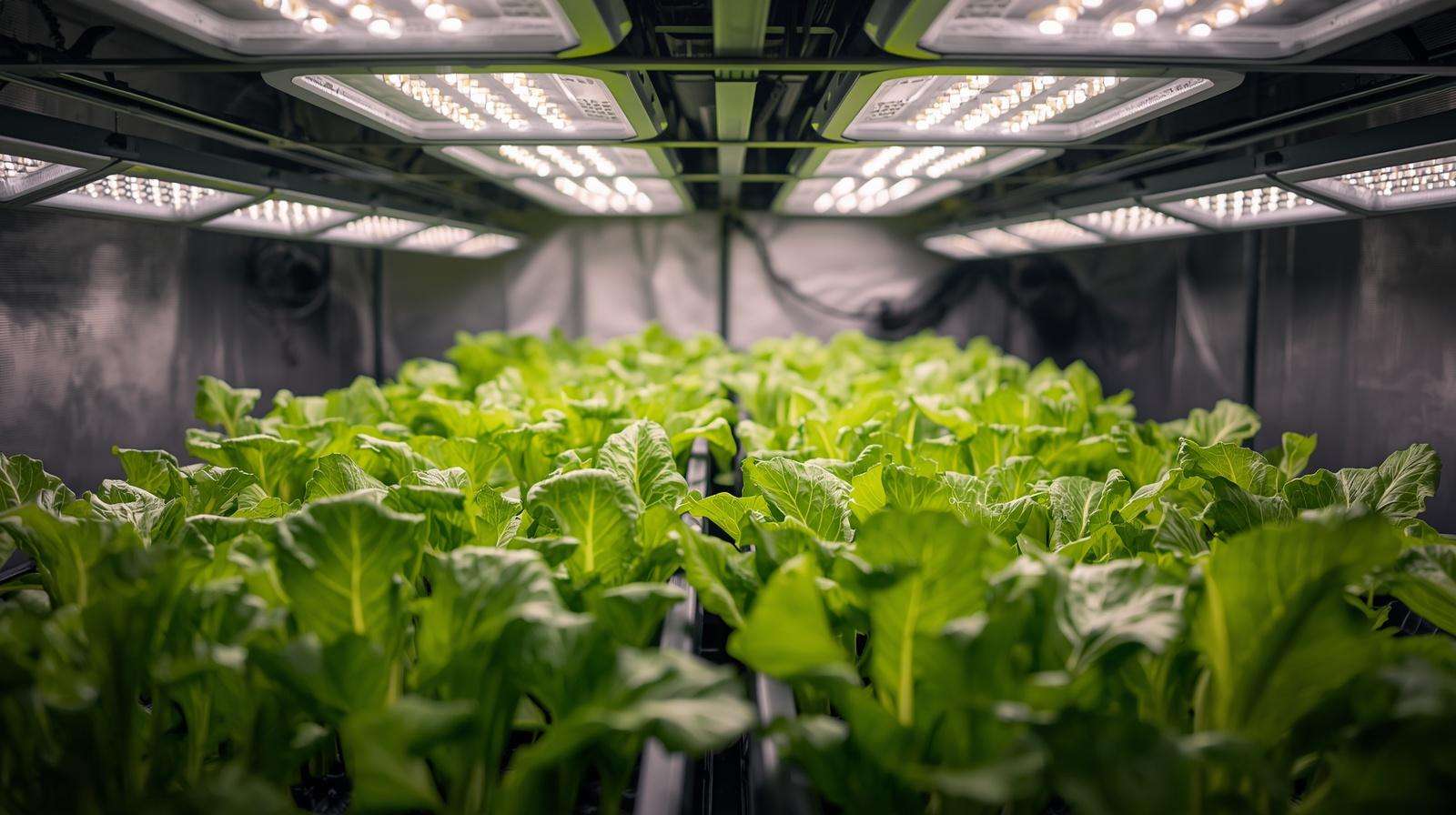 LED grow lights placed too close to indoor lettuce causing stress and bolting risk