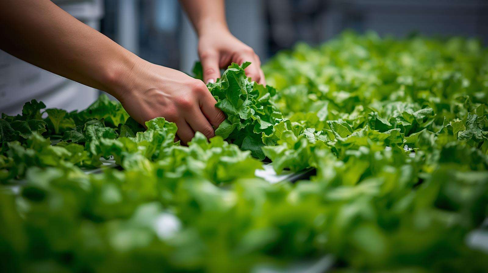Harvesting fresh lettuce from indoor salad bars using cut-and-come-again method