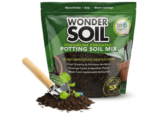 WONDER SOIL | Organic Potting Soil | 12 QUARTS of Ready to Plant Coco Coir Fully Loaded with Nutrients | 3 LBS Bag Expands to 12 Quarts of Indoor Outdoor Soil | Incl Worm Castings, Perlite