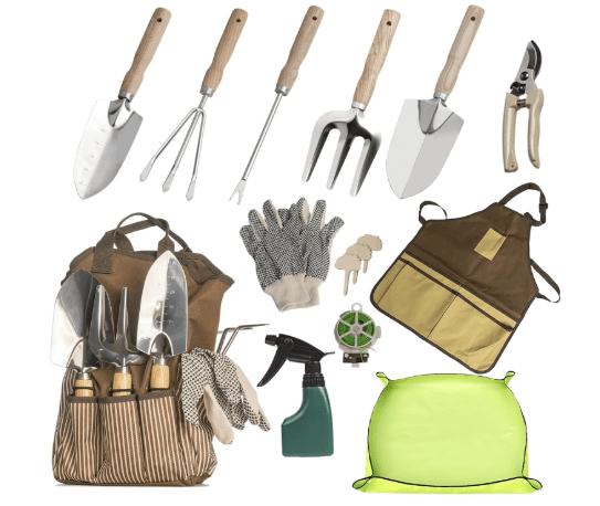 13-Piece Garden Tools Set with Tote Bag & Apron, Repotting Mat - Stainless Steel Heavy Duty Planting Kit, Ergonomic Non-Slip Handles - Gardening Gift for Women, Mom, Home Gardeners
