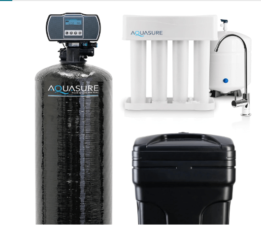 Aquasure 64,000 Grains Whole House Water Filter Bundle with Automatic Digital Metered Control Softener and 75 GPD RO Reverse Osmosis Drinking System | Removes Hardness