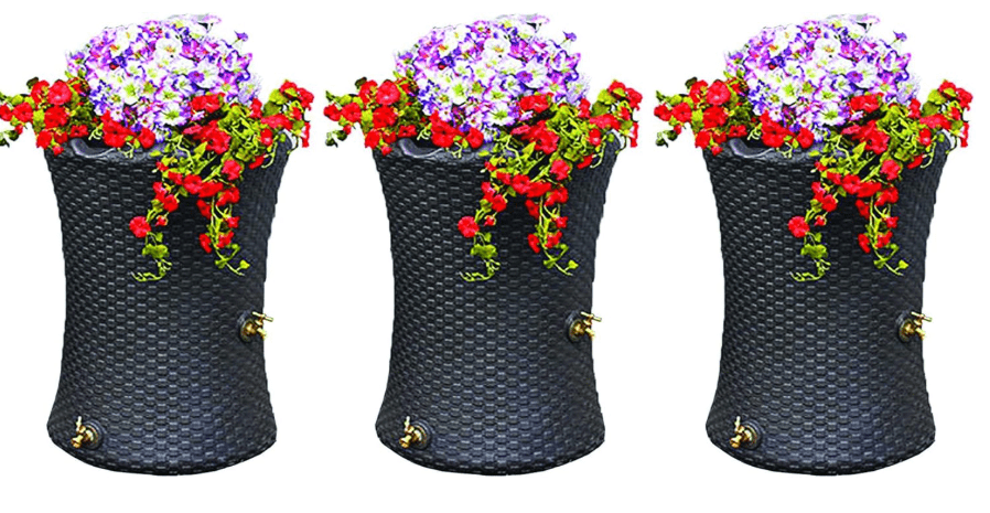 Good Ideas Impressions 50 Gallon Nantucket Rain Barrel Planter, Brown