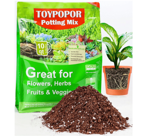 TOYPOPOR Potting Soil for All Indoor Houseplants, (10qt) Contains Perlite, Peat Moss, Coco Coir, Rice Charcoal, Well Draining Potting Mix Light, Aerated Texture for Healthy Plant Roots, Fast Growth
