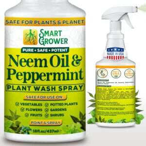 Neem Oil Spray for Plants with Peppermint Oil, Natural Plant Wash Made for Indoor and Outdoor Plants Smart Grower 16oz Easy Ready to Use Spray