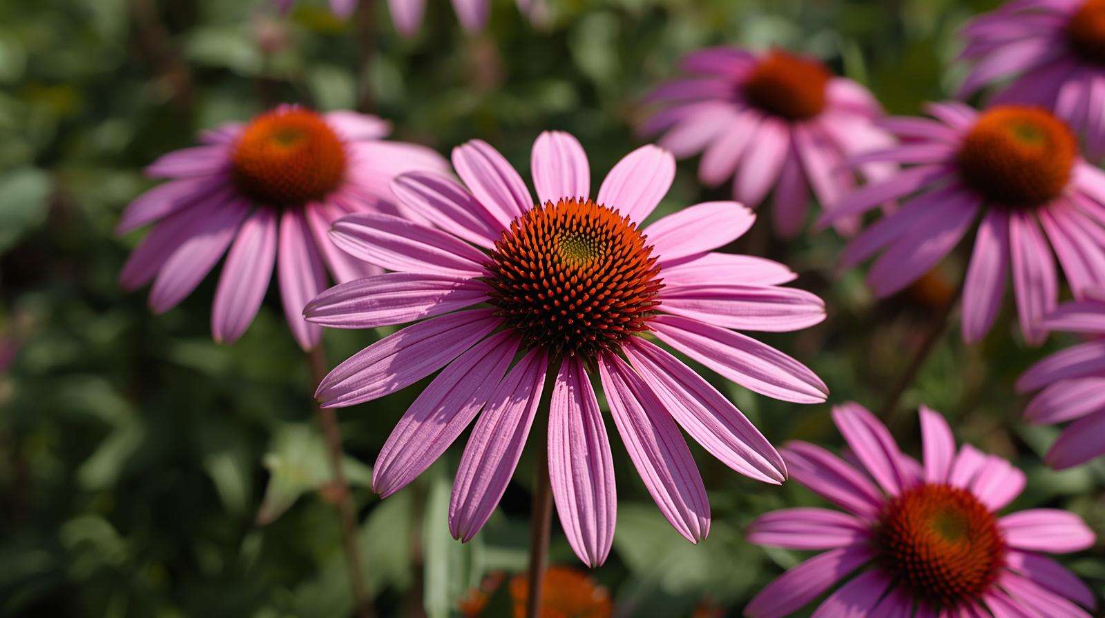Close-up of purple coneflower Echinacea purpurea in full bloom, a top drought- and heat-tolerant perennial.