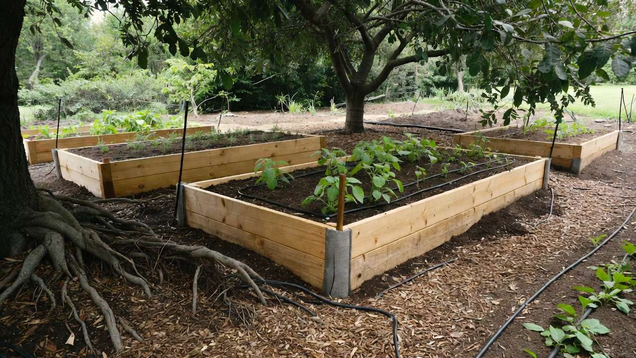 Raised Beds Near Trees