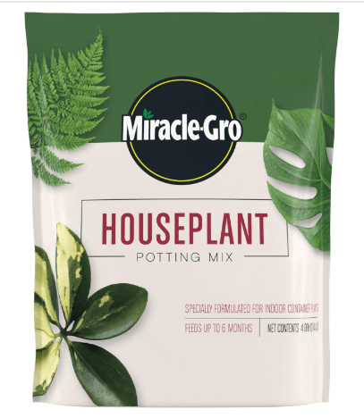 Miracle-Gro Houseplant Potting Mix - Fertilized Indoor Plant Soil for Containers, Designed to be Less Prone to Gnats, 4 qt.