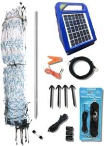 Starkline 48" x 164' Premium Electric Poultry Netting Solar Kit | White/Blue All-in-One Solar Electric Fence Kit for Backyards, Homesteads, Farms, and Ranches