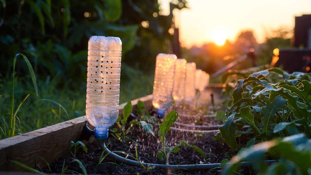 DIY drip irrigation from recycled bottles for water-saving budget gardening