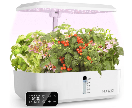 Hydroponics Growing System Garden: 12 Pods Indoor Gardening System with Custom Time Grow Light Height Adjustable Quiet Plants Germination Kit - Gardening Gifts White