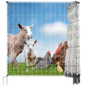 Premier 1 PoultryNet® | Electric Fence for Backyard Chickens, Ducks, Turkeys with Step-in Posts – 48"H x 164'L, White