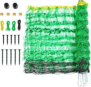 Electric Poultry Netting, 49.6" H x 164' L, Electric Chicken Fence with 14 Posts Double Spiked, Utility Portable Mesh for Chickens Sheep Hogs Goats Deer Dogs Lambs Used in Backyards Farms Ranches