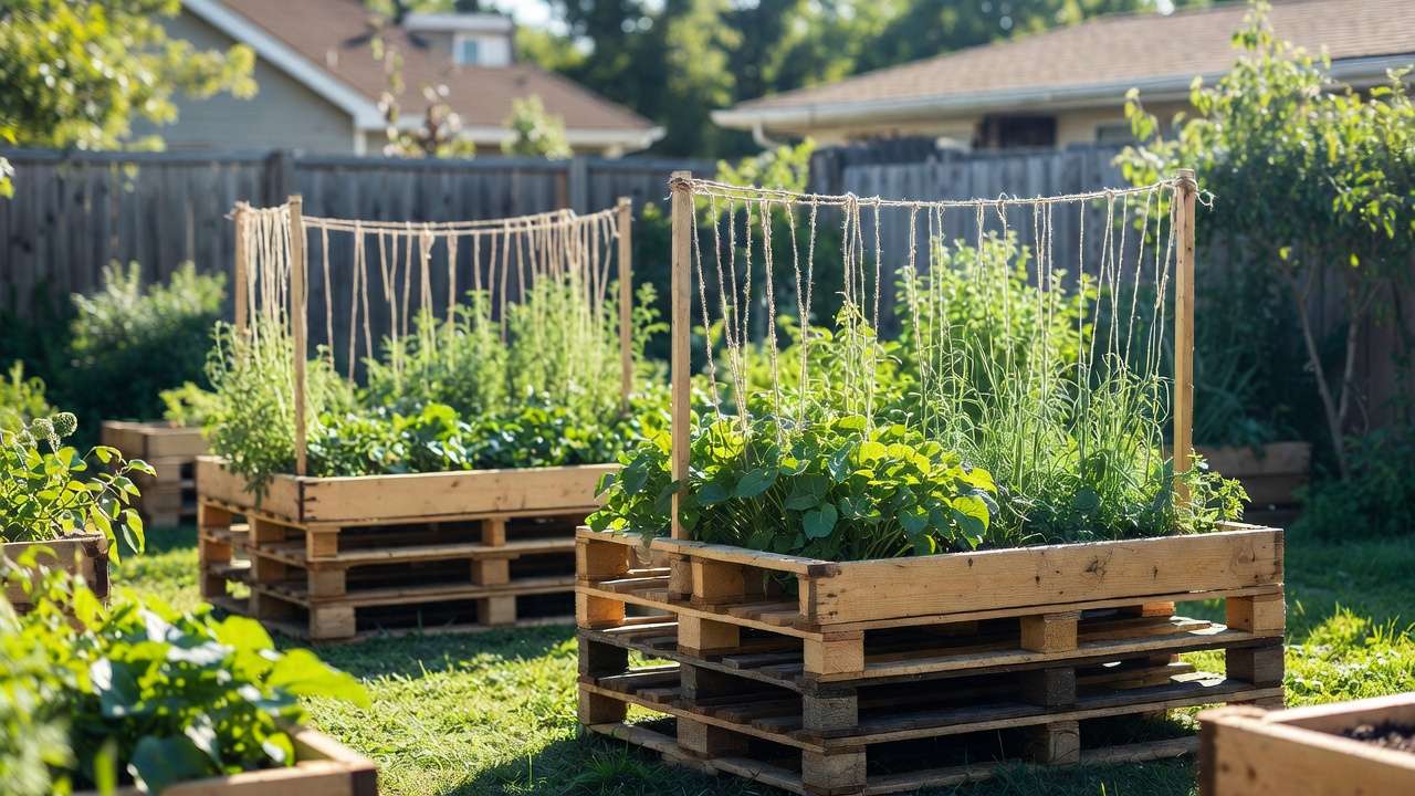 DIY pallet raised bed garden using free recycled materials for budget gardening