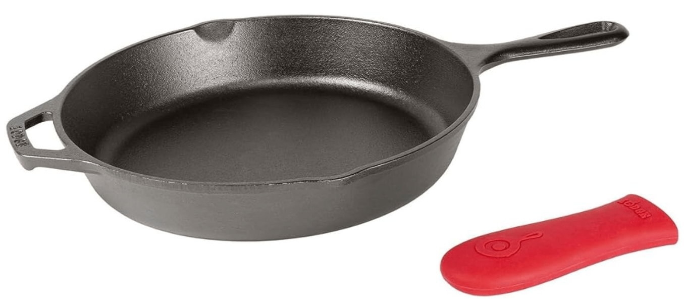 Lodge Seasoned Cast Iron Skillet - Quality Frying Pan for the Stove, Oven, Grill & Campfire - Includes Silicone Hot Handle Holder - Non-Toxic, Nonstick & Long-Lasting - 12 Inches