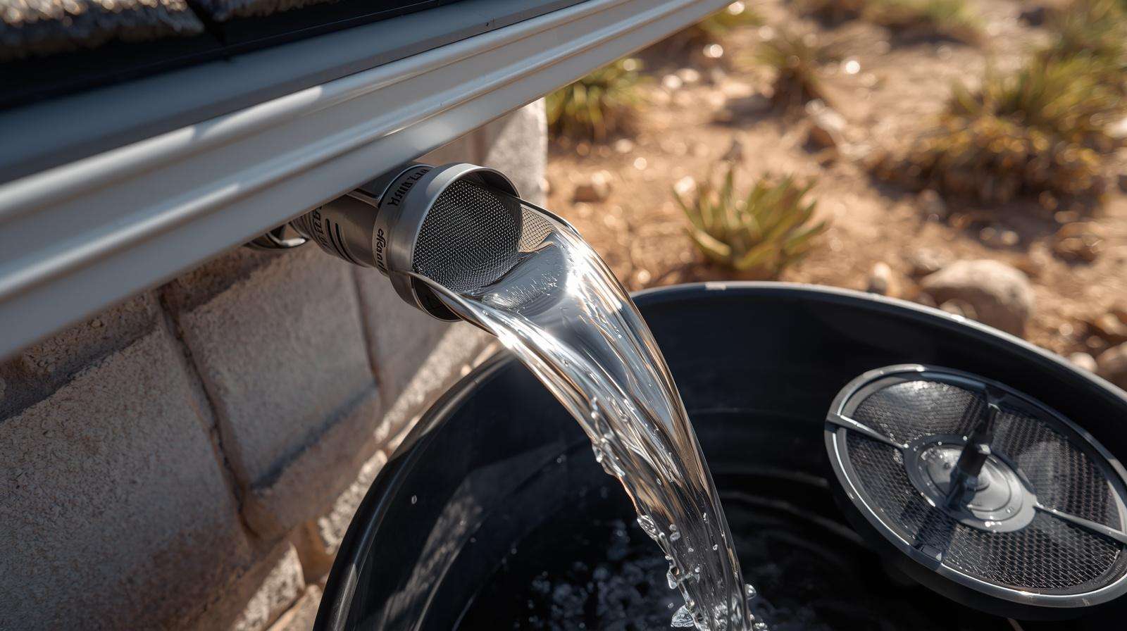 First-flush diverter and screened barrel for safe rainwater collection in arid climates