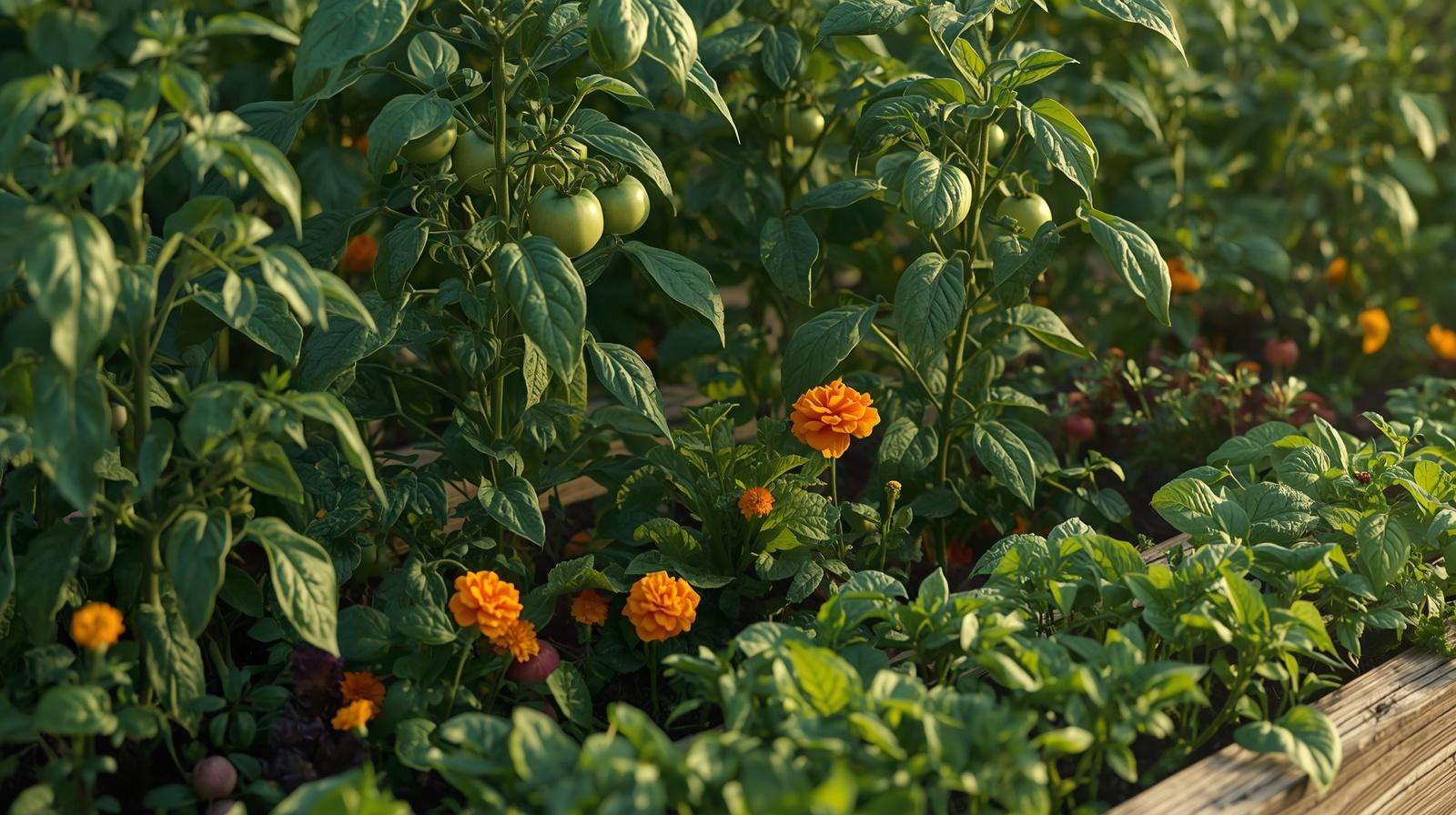Companion planting layout in backyard garden for better yields and pest control
