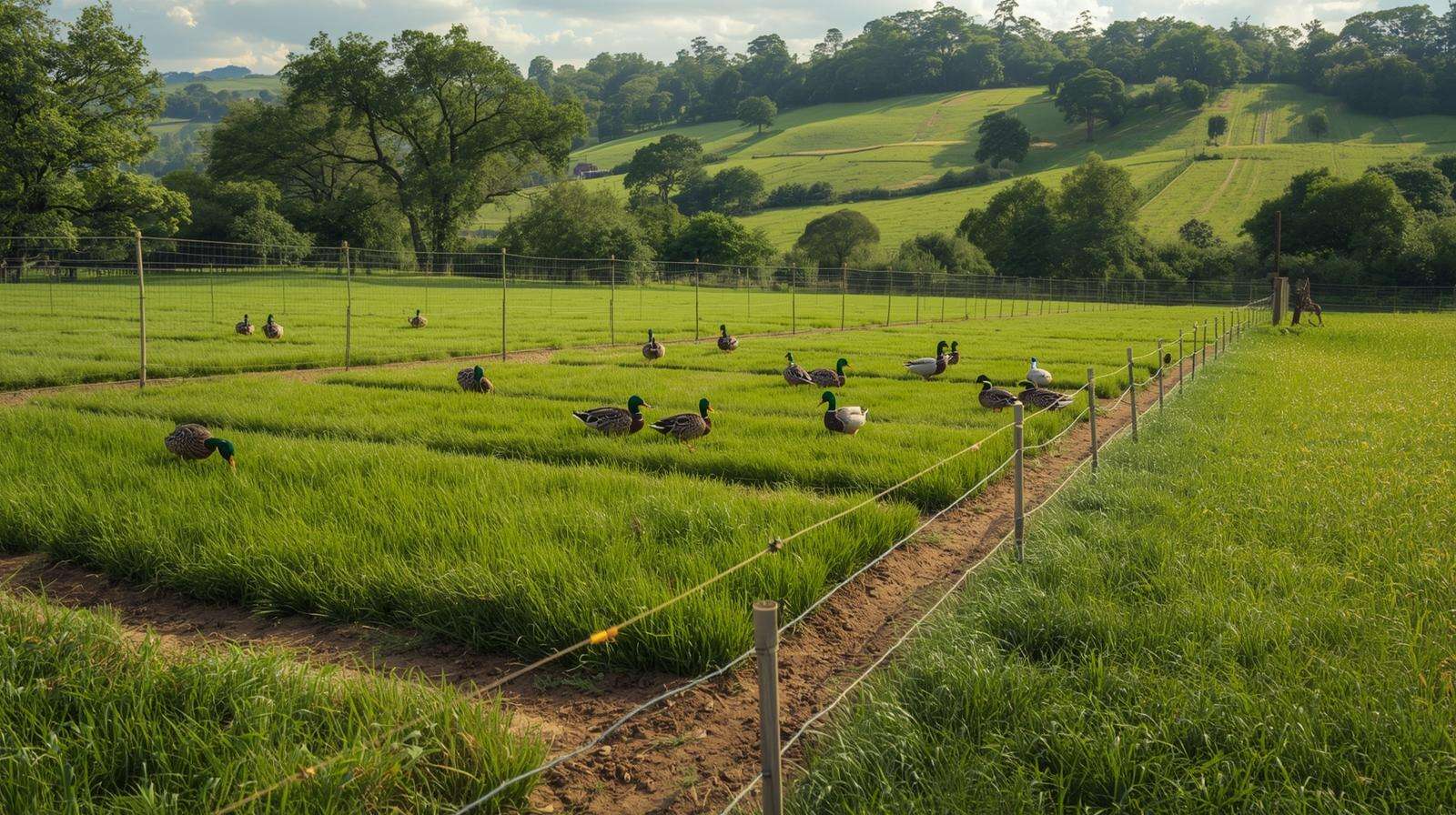 Rotational paddock fencing system for sustainable duck pasture managemen