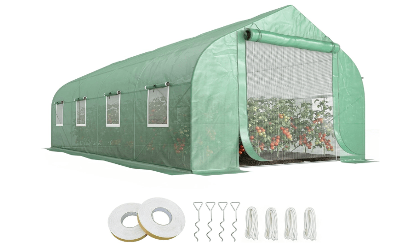 Outsunny 20' x 10' x 7' Walk-in Greenhouse, Tunnel Green House with Zippered Mesh Door and 6 Mesh Windows, Gardening Plant Hot House