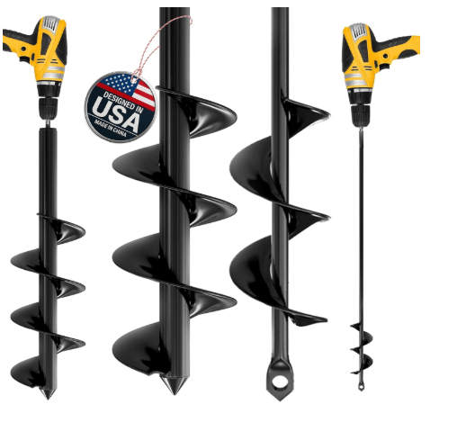 K-Brands Auger Drill Bit for Planting 2 Pack 1.6 x 16 Inch & 3.5 x 16 Inch Set