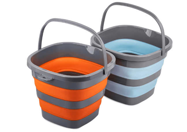 2 Pack Collapsible Plastic Bucket with 2.6 Gallon (10L) Each, Foldable Rectangular Tub for House Cleaning