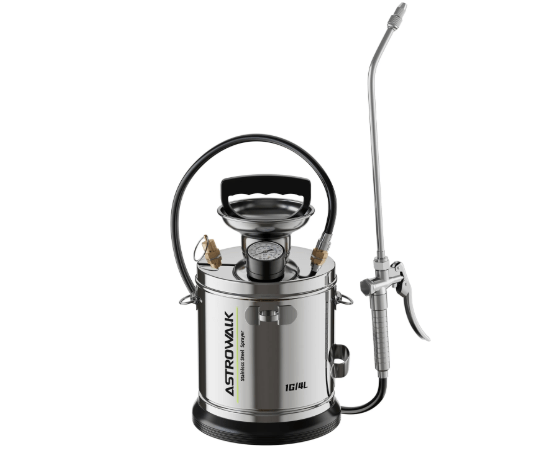 1 Gallon Stainless Steel Pump Sprayer, Lightweight Garden Sprayer with 20" Wand & 
