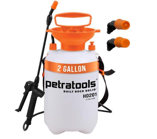 Petratools 2 Gallon Pump Sprayer - HD201 Garden Sprayer for Weeds, Lawn Care & Pesticides - 52" Long Hose, 2 Nozzles & Easy Carry Handle - Durable & Lightweight