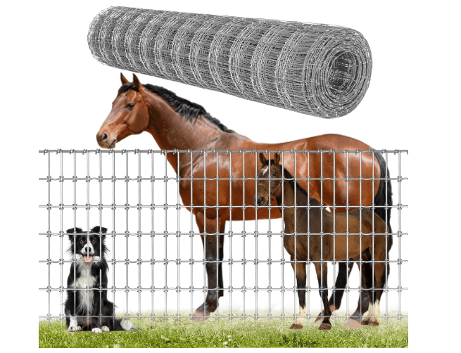 4ft x 100ft Galvanized Horse Fence, 14 Gauge Heavy Duty Woven Wire Farm Fence, 2x4 Inch Mesh Fencing for Horses, Goats, Sheep, Livestock, Pasture,Garden and Field Use