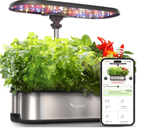 LetPot LPH-SE Hydroponics Growing System, 12 Pods Smart Herb Garden Kit Indoor, Indoor Garden, APP & WiFi Controlled, with 24W Growing LED, 5.5L Water Tank, Pump System, Automatic Timer
