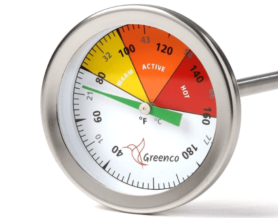 Compost Soil Thermometer by Greenco, Stainless Steel, Celsius and Fahrenheit Temperature Dial, 20 inch Stem