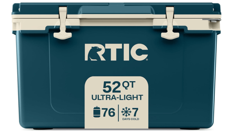 RTIC Ultra-Light 52 Quart Hard Cooler Insulated Portable Ice Chest Box for Beach, Drink, Beverage, Camping, Picnic, Fishing, Boat, Barbecue, 30% Lighter Than Rotomolded Coolers
