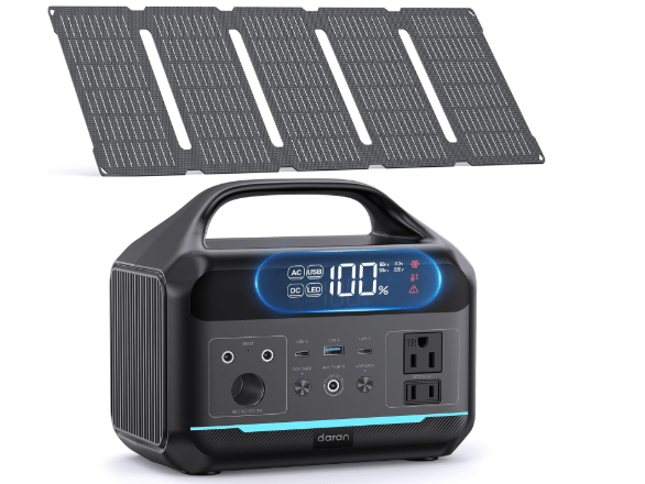 Solar Generator with Panels Included - Portable Power Station 300W with 30W Solar Panel, 192Wh(60000mAh) LiFePO4 Battery, Power Bank 8-Port Design w/2 AC Outlets for Home,Laptop,
