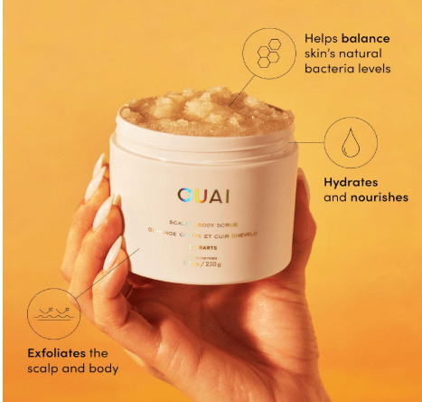 OUAI Scalp & Body Scrub, St. Barts - Exfoliating Body Scrub with Sugar & Coconut Oil Blend for Smooth, Moisturized Skin - Gentle Scalp Exfoliator for Removing Product Build Up (8.8 Oz)