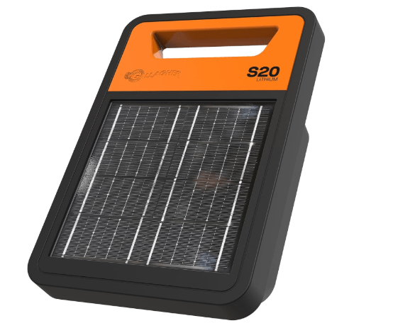 Gallagher S20 Solar Electric Fence Charger | Powers Up to 2 Miles of Typical Fence | Lithium Battery Technology | 0.2 Joule Solar Energizer for Poultry, Livestock, Gardens, and Pets