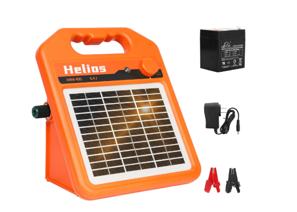 ANDMON MINI400 30 Miles Solar Electric Fence Charger, 0.4 Joule Solar Electric Fence for Livestock, Horses, Cattle Sheep, Solar Fence Charger with Day or Night Mode, Easy Installation