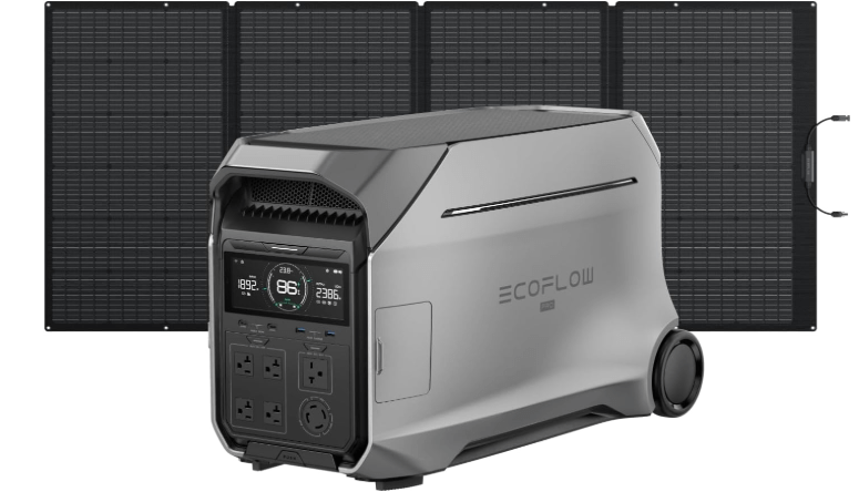 EF ECOFLOW Power Station 4096Wh DELTA Pro 3 with 400W Portable Solar Panel, 120/240V 4000W AC Output, Solar Generator for Home Use,