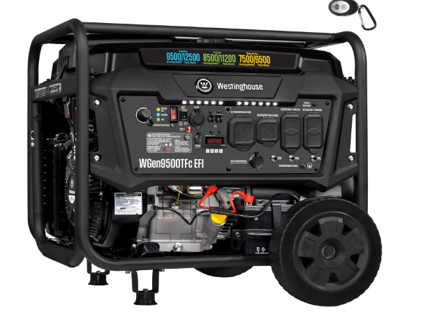 Westinghouse 12500 Peak Watt EFI Tri-Fuel Home Backup Portable Generator, Remote Electric Start, Transfer Switch Ready, Gas, Propane, and Natural Gas Powered, CARB Compliant