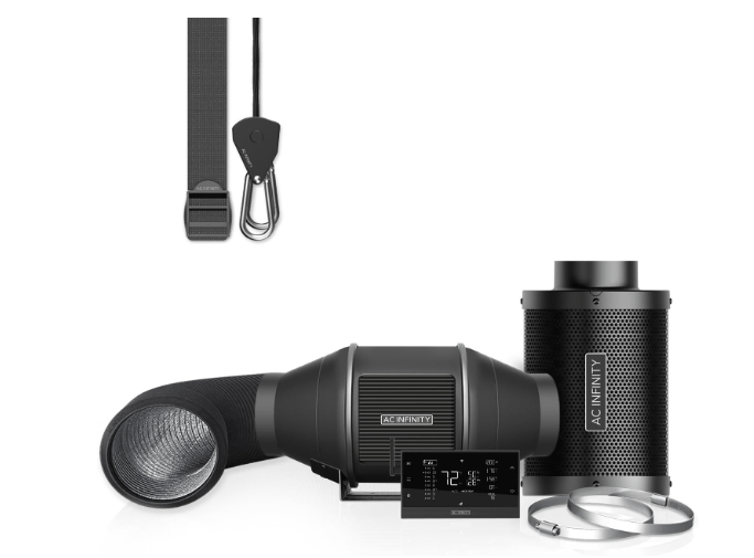 AC Infinity Air Filtration PRO Kit 4”, AI Controller with WiFi App Control & Auto Level Adjusting, Inline Fan, Carbon Filter, Ducting, Ventilation System for Grow Tents, Hydroponics, Indoor Gardening