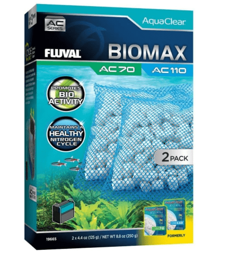 Fluval - BIOMAX for AC70/AC110 Power Filter, 8.8 oz / 250 g, 2-Pack – for Use in Freshwater & Saltwater Aquariums
