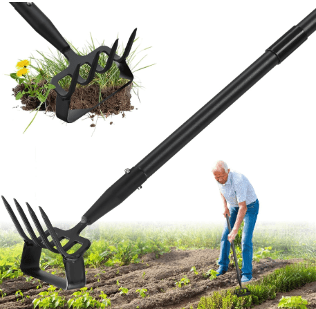 Lilyvane Garden Hoe, 2 in 1 Heavy Duty Stirrup Hoe and Cultivator for Weeding, Sharp Blade, 76 inch Long Handle, Lightweight Stand Push-Pull Hoes Weeding Rake for Grass Removal, Aerating, Cultivating