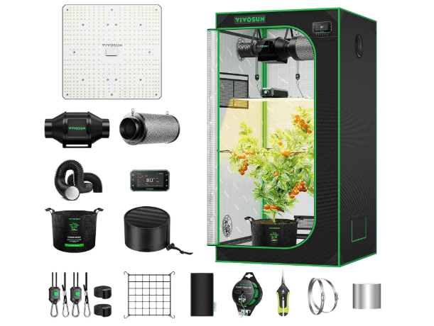 VIVOSUN Smart Grow Tent Kit 2.7 × 2.7ft WiFi-Integrated Automatic Complete Grow System with Full Spectrum LED Grow Light 150W, Efficient Ventilation System with GrowHub E42A+ Controller