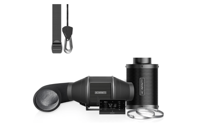 AC Infinity Air Filtration PRO Kit 4”, AI Controller with WiFi App Control & Auto Level Adjusting, Inline Fan, Carbon Filter, Ducting, Ventilation System for Grow Tents, Hydroponics, Indoor Gardening
