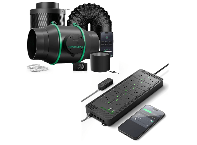 MARS HYDRO 2025 New Version iFresh 6 Inch Smart Inline Fan Combo, with Variable Speed Controller, for Heating Cooling Booster and iHub-Pro, 10AC Power Strip Kit, 10-Outlet All-in-One Smart Grow Room H