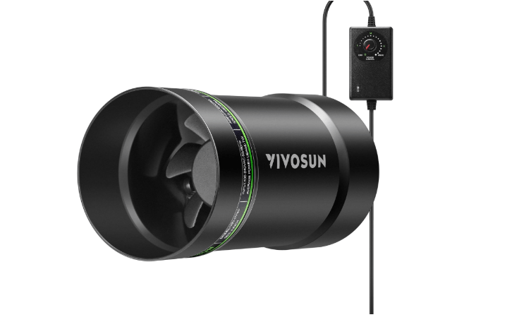 VIVOSUN 4" Inline Exhaust Fan & Speed Controller, Low Noise Workshop 130 CFM Duct Fan for HVAC Ventilation, Vent Booster Fan in Grow Tents, Basements, Bathrooms, Kitchens, Attics and 3D Printer