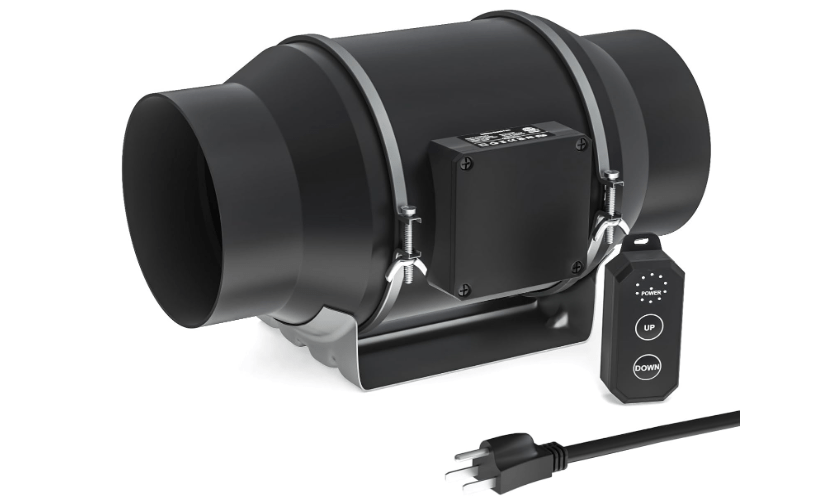 Toolazy 6 Inch Inline Duct Fan, 405 CFM Quiet EC Motor Ventilation Fan with 10-Speed PWM Controller, Low Noise 31dB Mixed-Flow Exhaust Fan for Grow Tent Hydroponics HVAC Cooling Bathroom