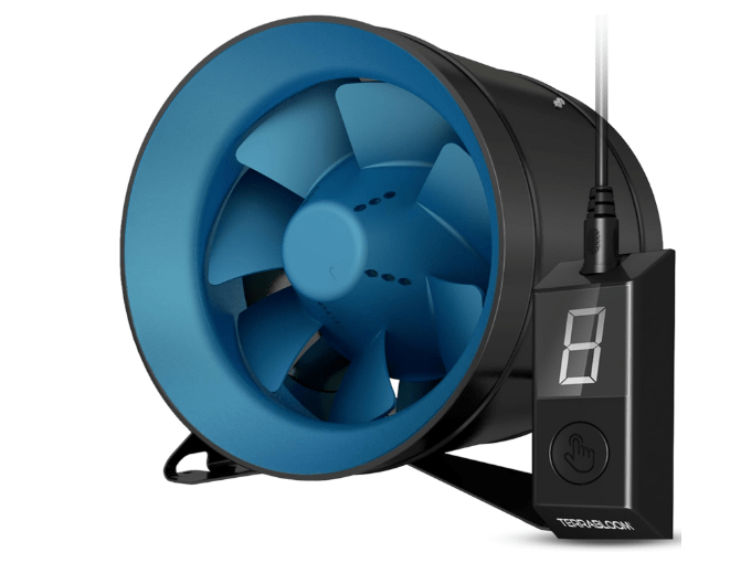 TerraBloom ECMF-315, Quiet 12" (313mm OD) Inline Duct Fan with 0-100% Variable Speed Controller, Air Tight Metal Casing, Energy Efficient EC Motor.