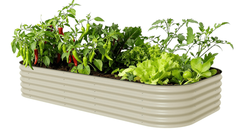 Vego garden Raised Garden Bed Kit, 17" Tall 10 in 1 Jumbo Modular Metal Planter Box for Vegetables, Flowers, Herbs, Pearl White