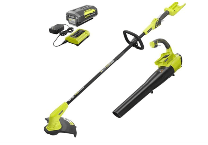 Ryobi 40V Cordless Battery Attachment Capable String Trimmer and Leaf Blower Combo Kit