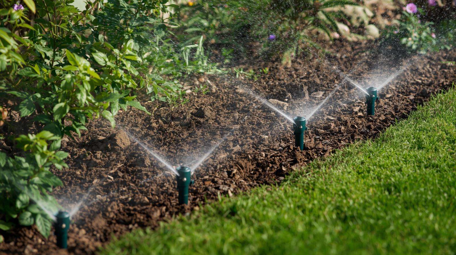 In-Ground Sprinklers Next to Raised Beds
